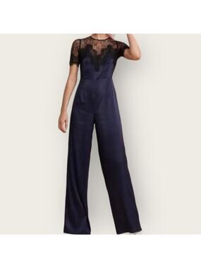 Foxiedox Nixie Lace Jumpsuit Pantsuit | Extra Small XS Blue Black Old Money Dark